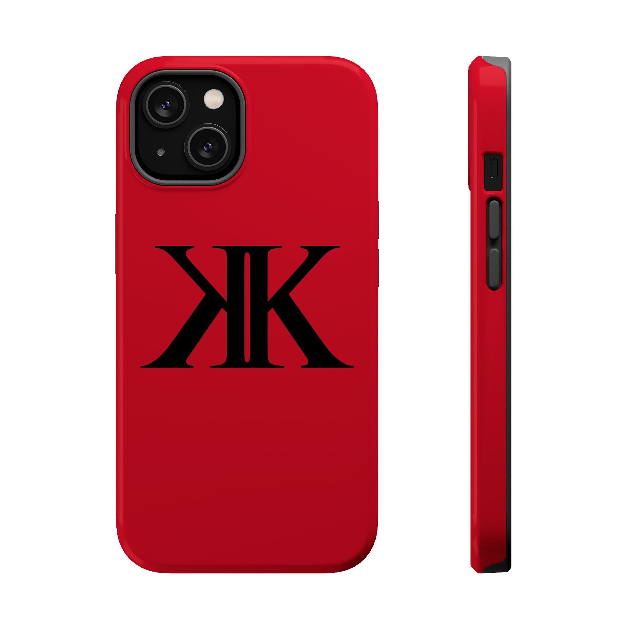 Magnetic Impact-Resistant RED Case with Bold KK Monogram