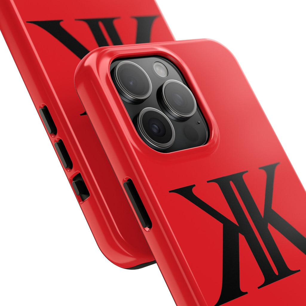 Monogram 'KK' RED Tough Phone Case — Minimal Black Initials Protective Cover