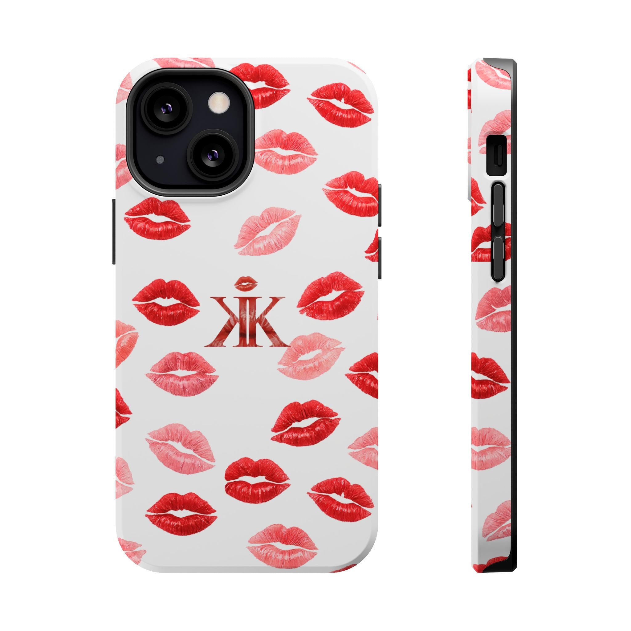 Psyche Collection White - Kiss Pattern Magnetic Impact Phone Case