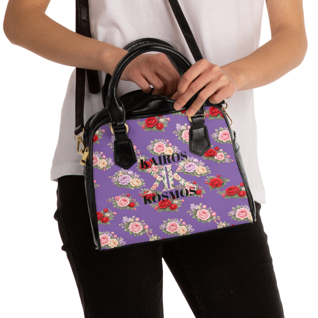Anthos Collection Light Purple Vintage Floral 'Kairos Kosmos' Shoulder Handbag