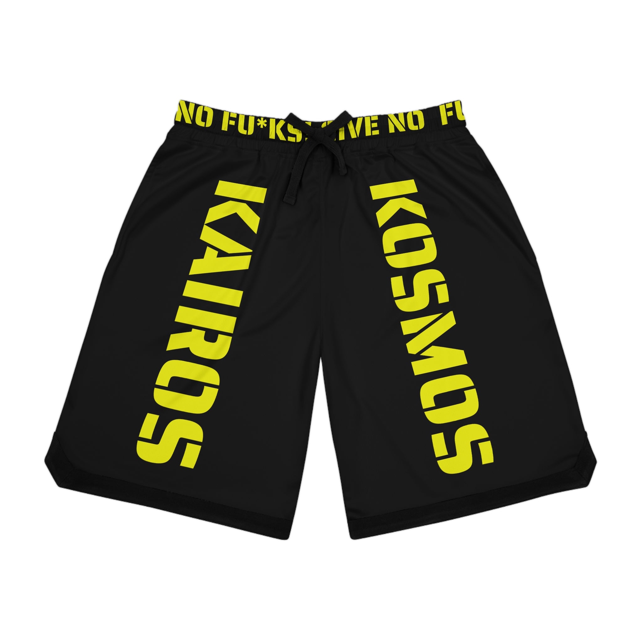 Kairos Kosmos Basketball Shorts BLACK — Bold 'KOSMOS' Graphic Athletic Shorts