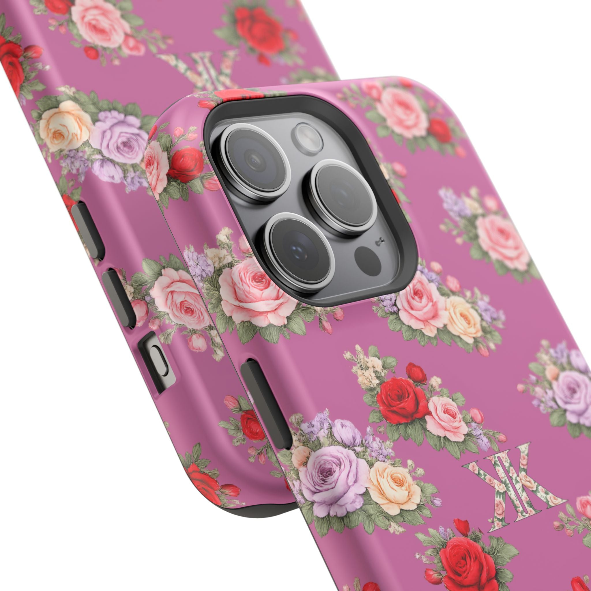 Anthos Collection Light Pink  Vintage Floral Rose Pattern Magnetic Impact-Resistant Phone Case