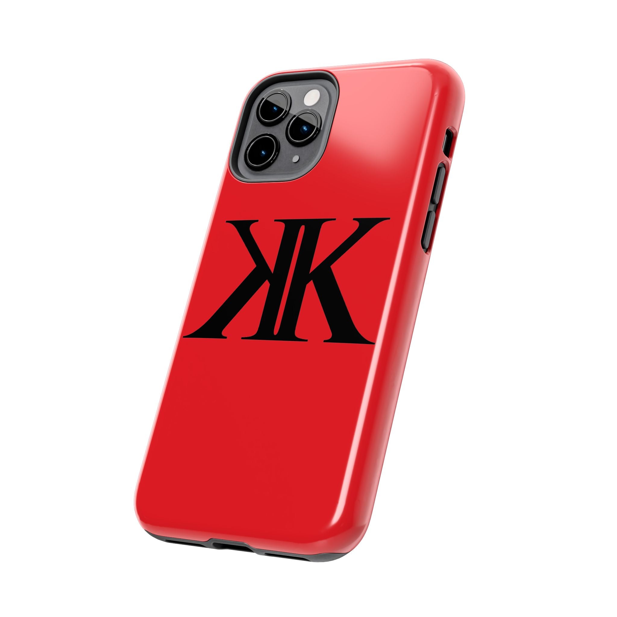 Monogram 'KK' RED Tough Phone Case — Minimal Black Initials Protective Cover