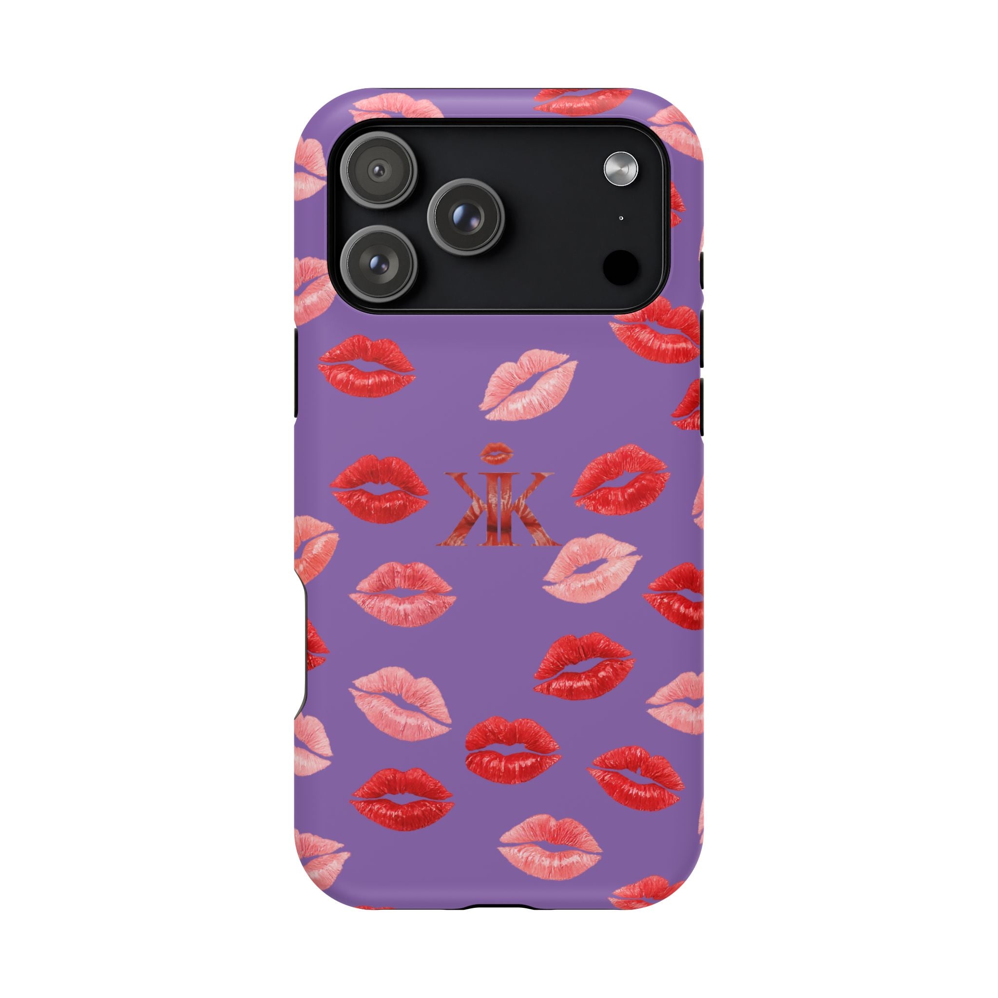 Psyche Collection Light Purple - Kiss Pattern Magnetic Impact Phone Case