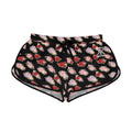 Anthos Collection BLACK Floral Stretch Women's Relaxed Shorts — Vintage Pink & Red Rose All-Over Print