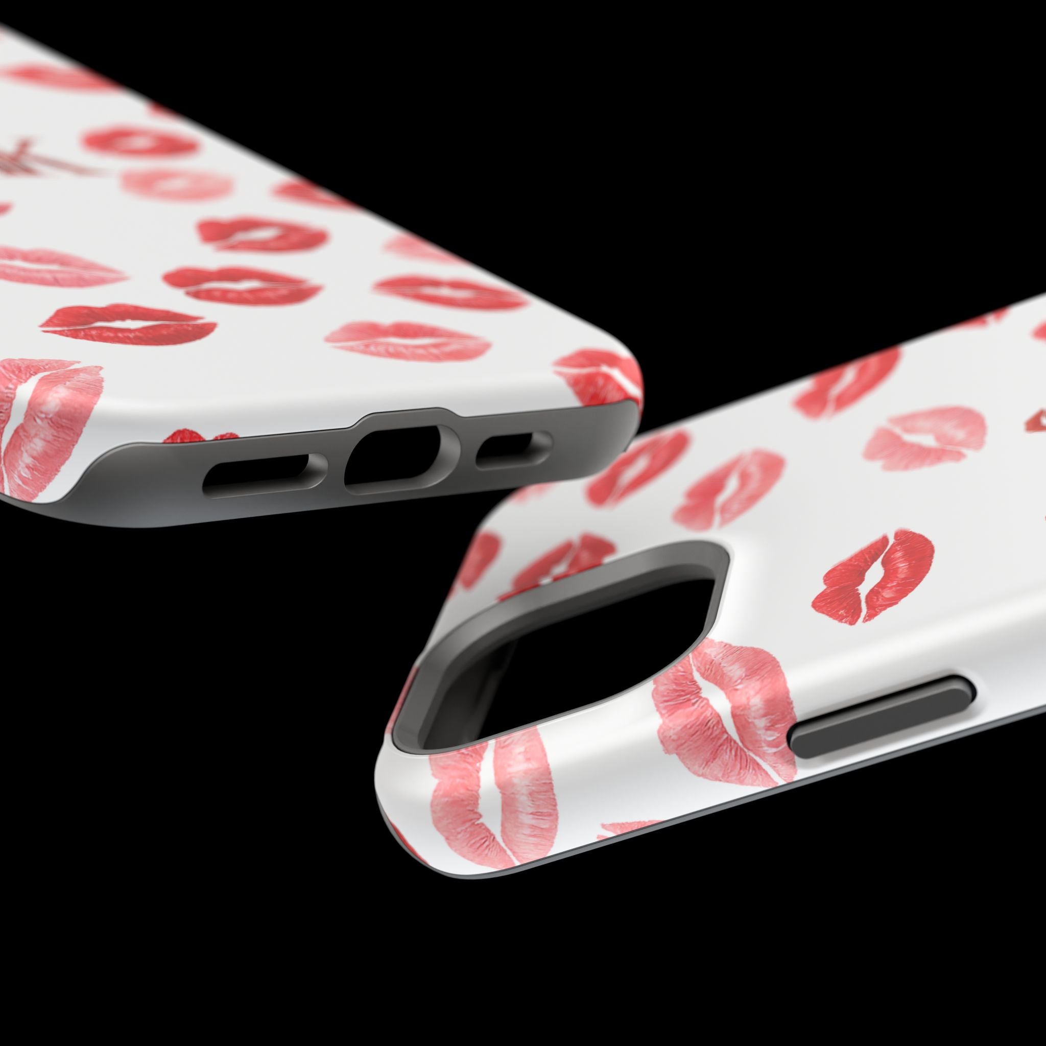 Psyche Collection White - Kiss Pattern Magnetic Impact Phone Case