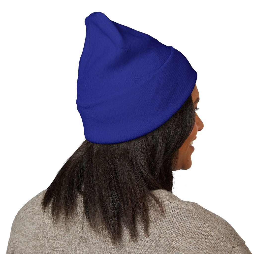 Kairos Kosmos Embroidered Cuffed Beanie — Minimal Logo Knit Hat