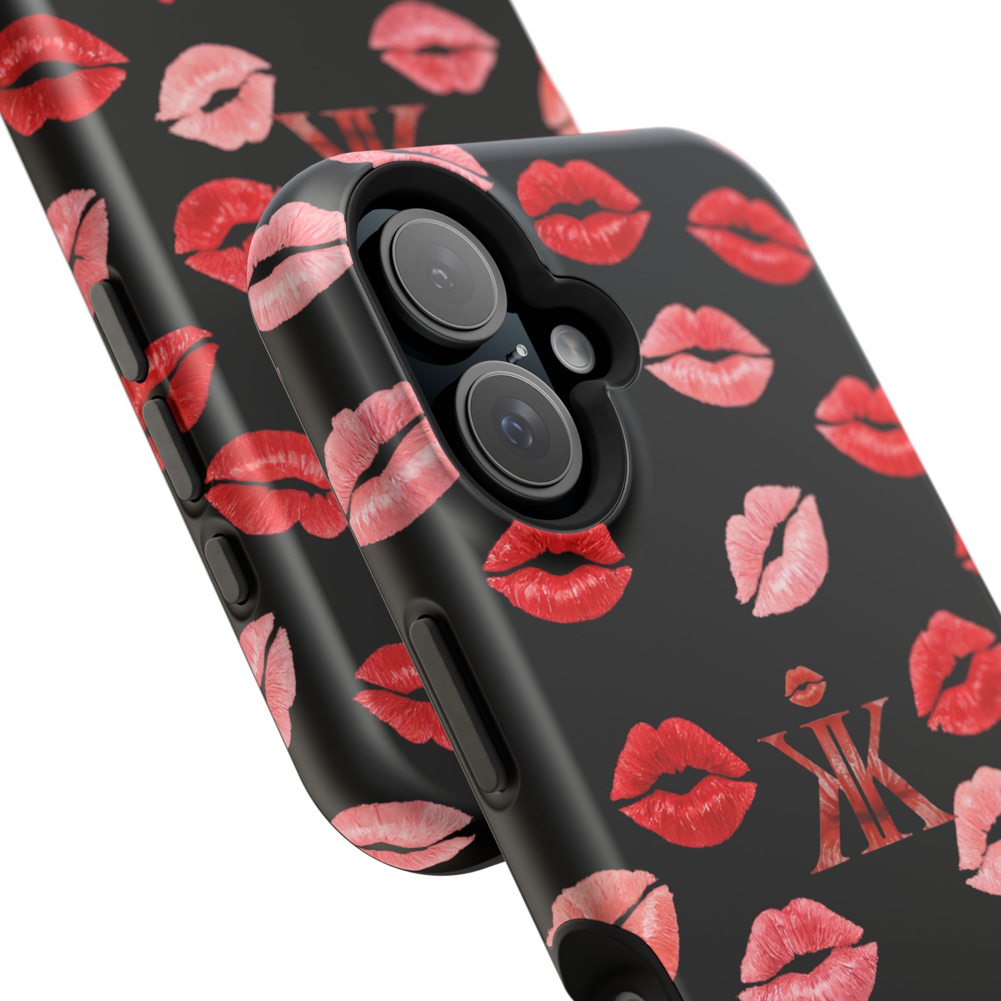 Psyche Collection BLACK - Kiss Pattern Magnetic Impact Phone Case