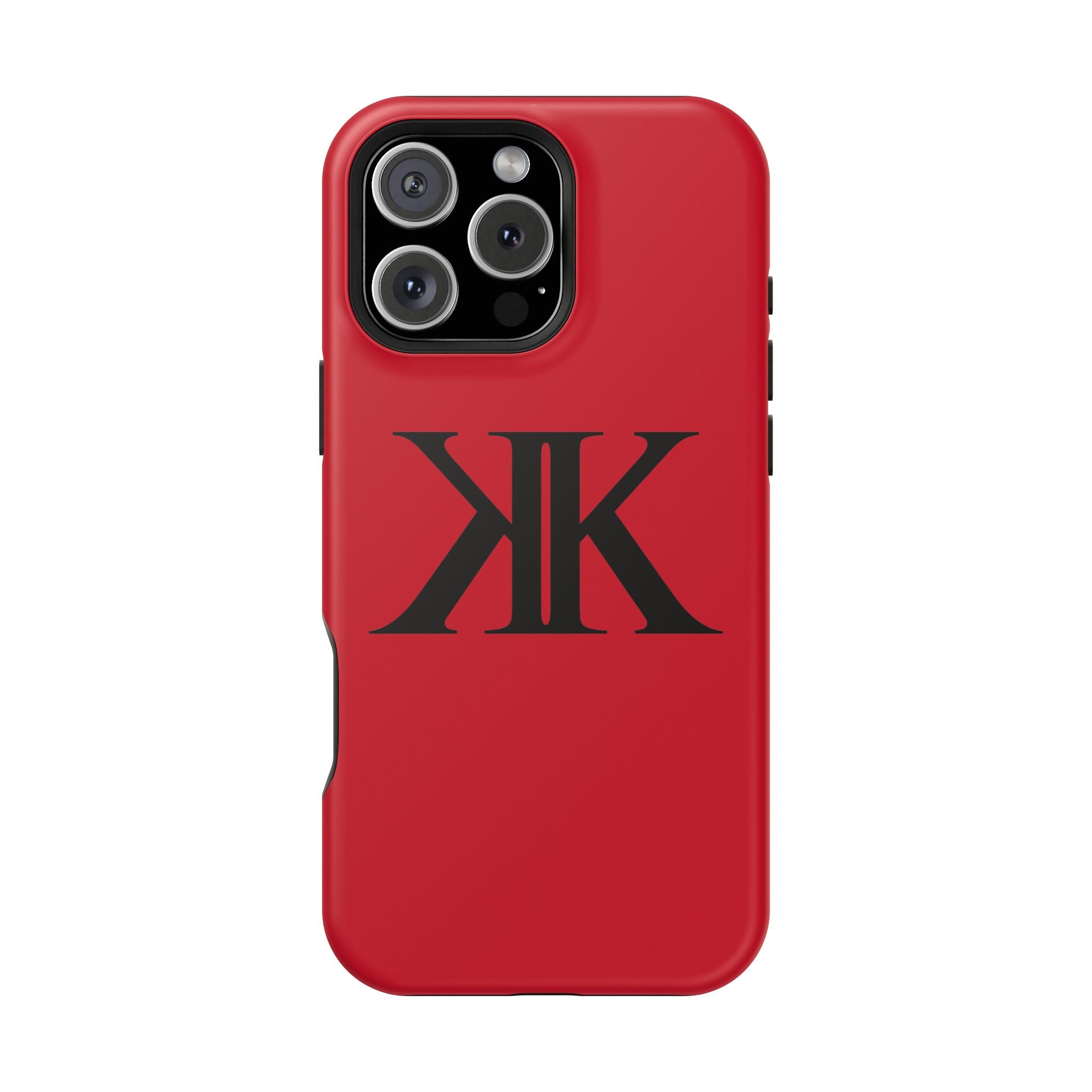 Magnetic Impact-Resistant RED Case with Bold KK Monogram