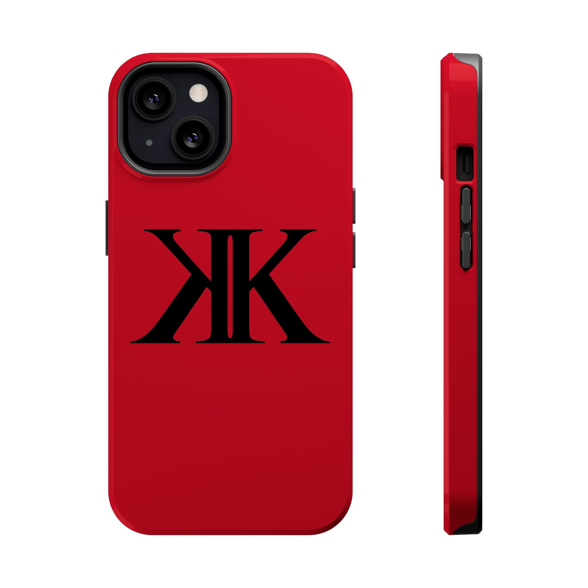 Magnetic Impact-Resistant RED Case with Bold KK Monogram