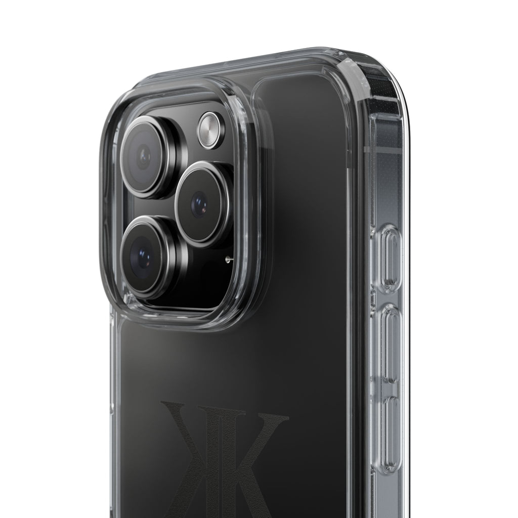 Kairos Kosmos Clear Phone Case — Minimal Black KK Monogram