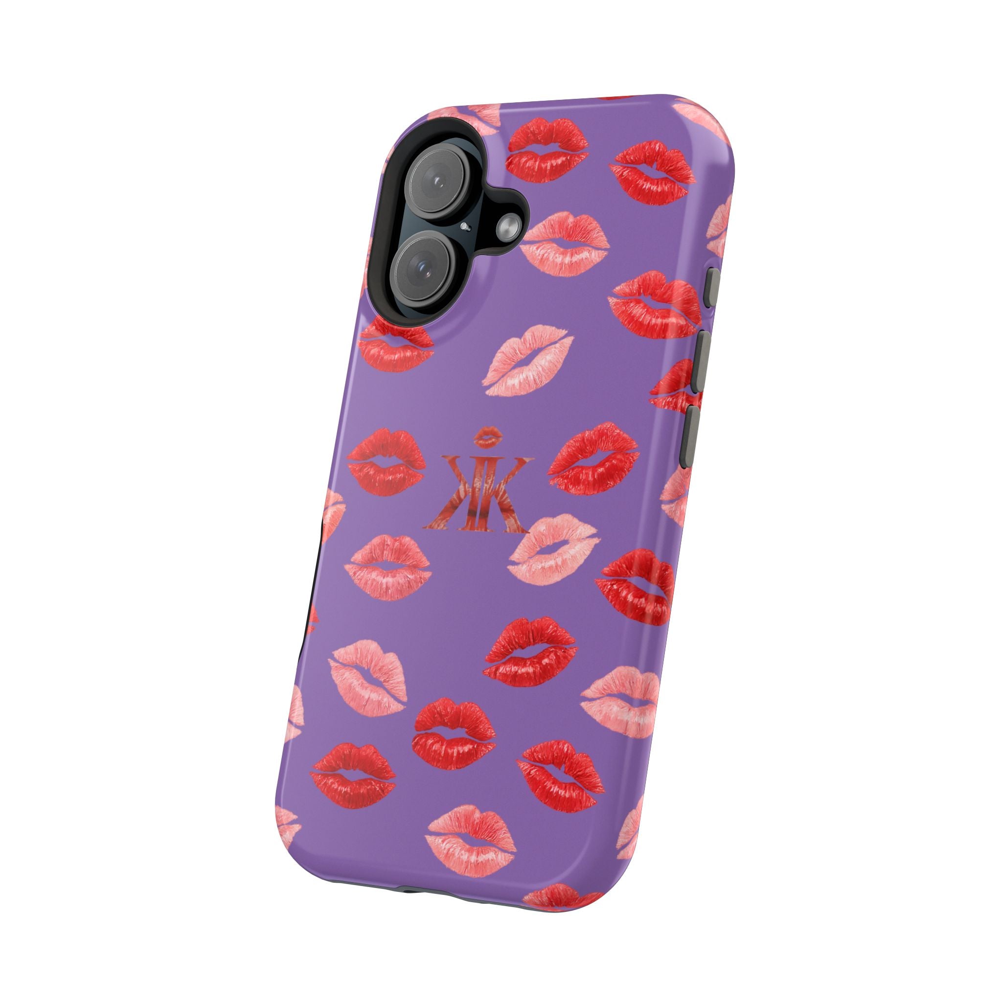 Psyche Collection Light Purple - Kiss Pattern Magnetic Impact Phone Case