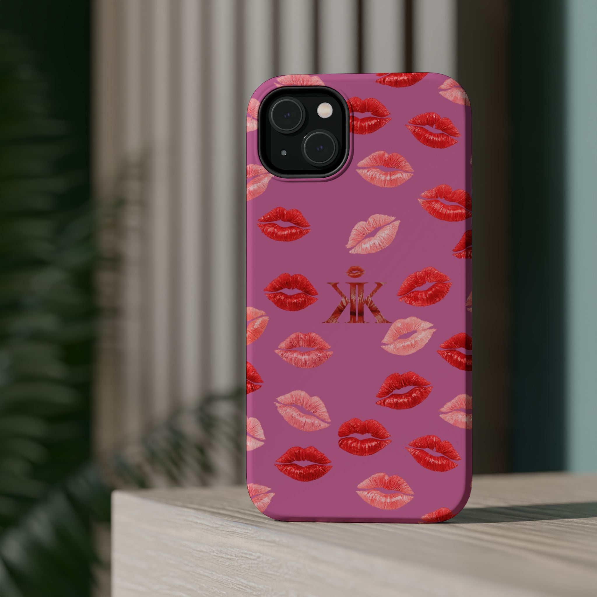 Psyche Collection Light Pink - Kiss Pattern Magnetic Impact Phone Case