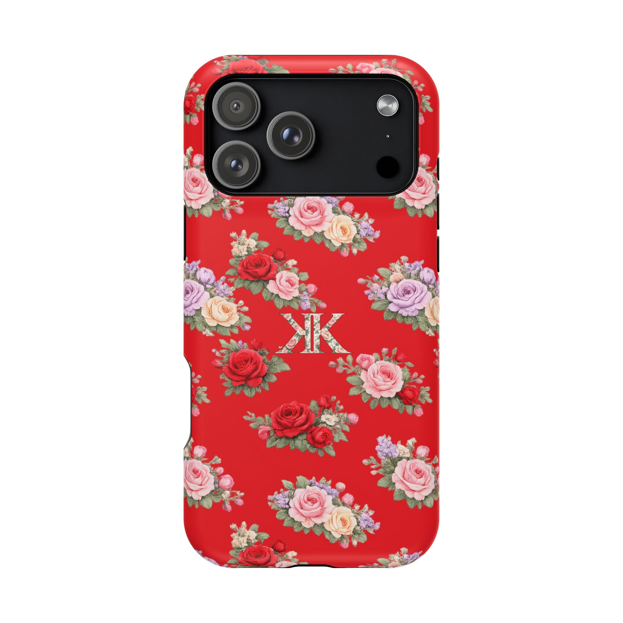 Anthos Collection RED Vintage Floral Rose Pattern Magnetic Impact-Resistant Phone Case