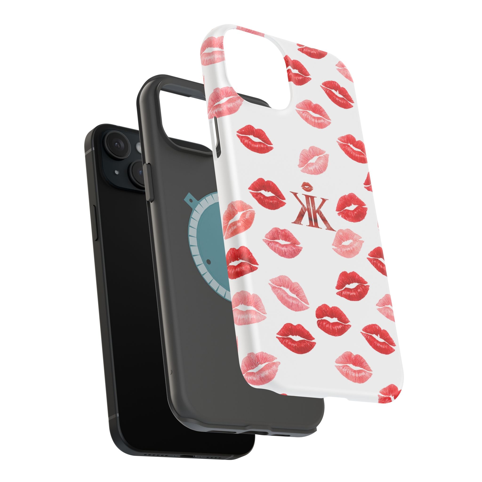 Psyche Collection White - Kiss Pattern Magnetic Impact Phone Case