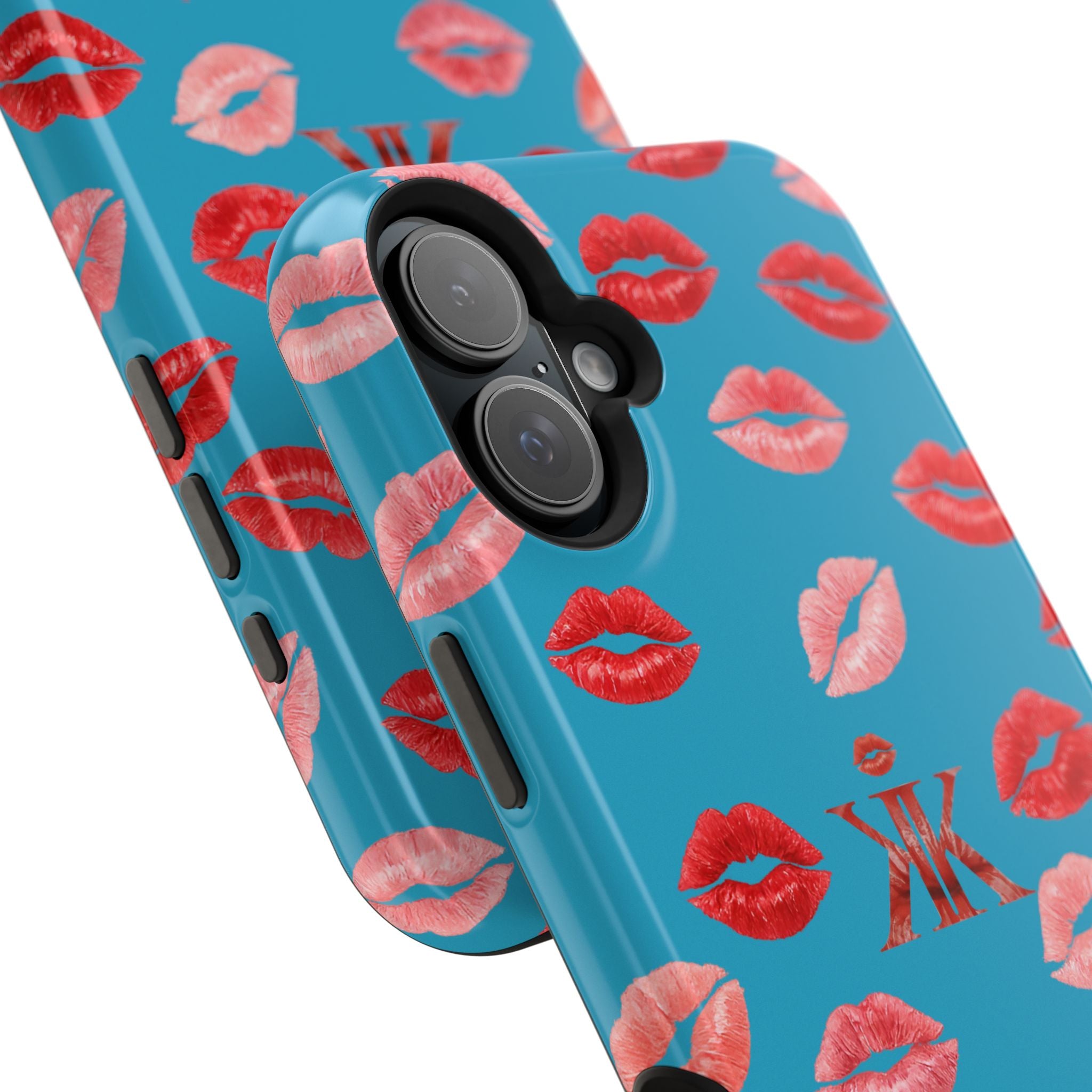 Psyche Collection Turquoise - Kiss Pattern Magnetic Impact Phone Case