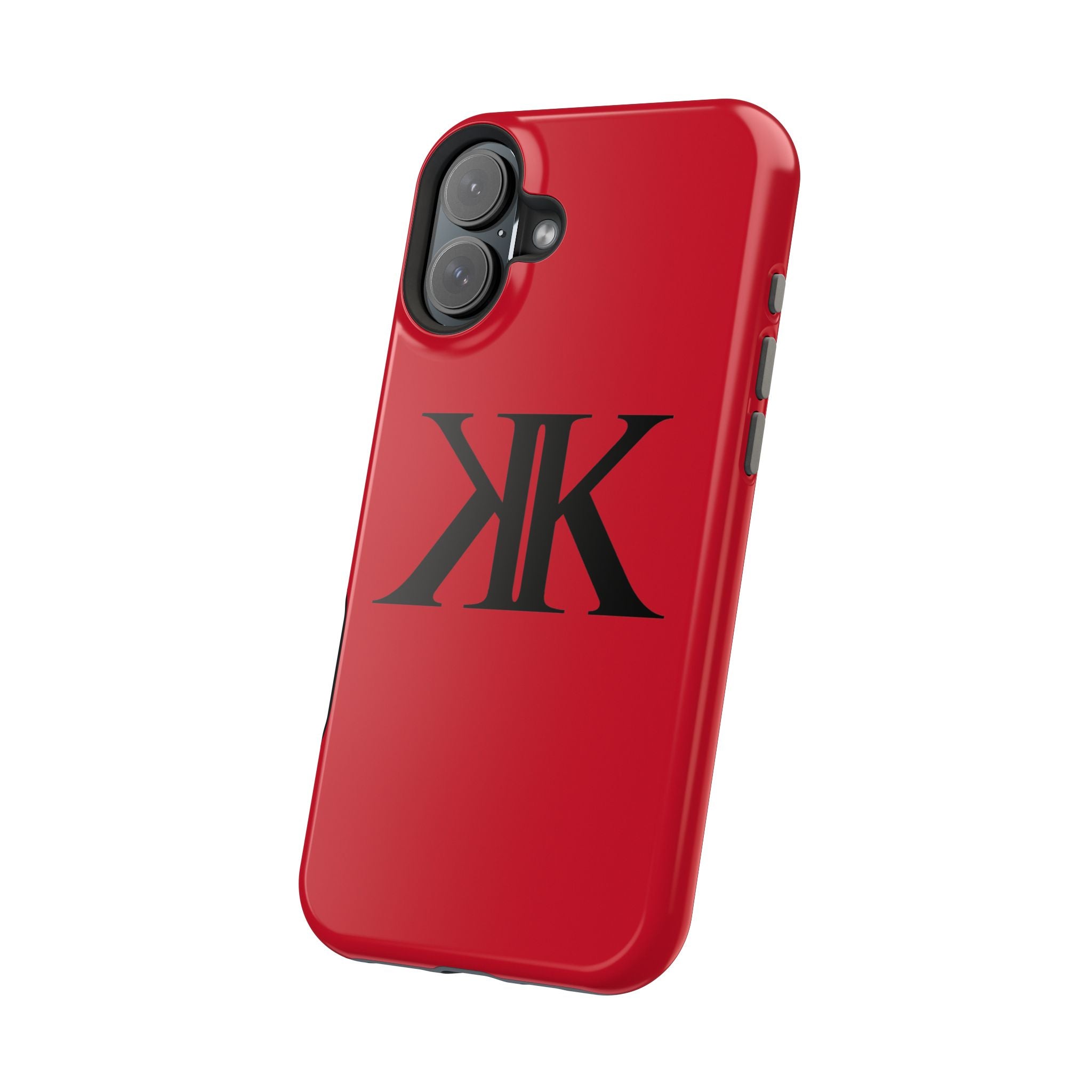 Magnetic Impact-Resistant RED Case with Bold KK Monogram