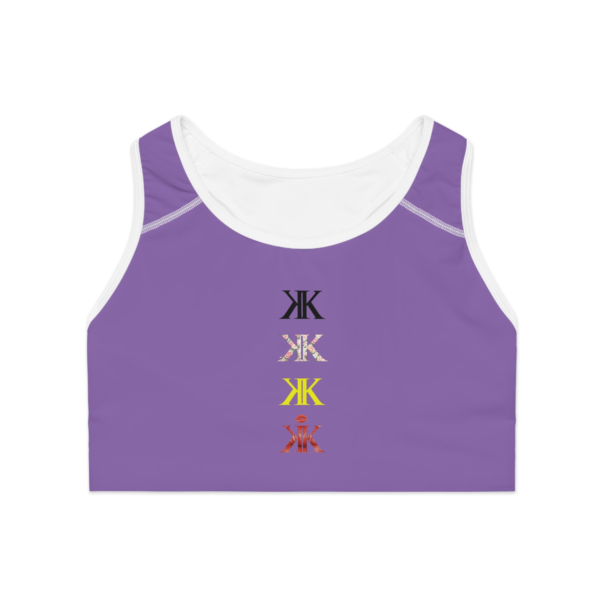 Sigil Collection Light Purple Minimalist Stacked Logo Sports Bra — Colorful Monogram Activewear