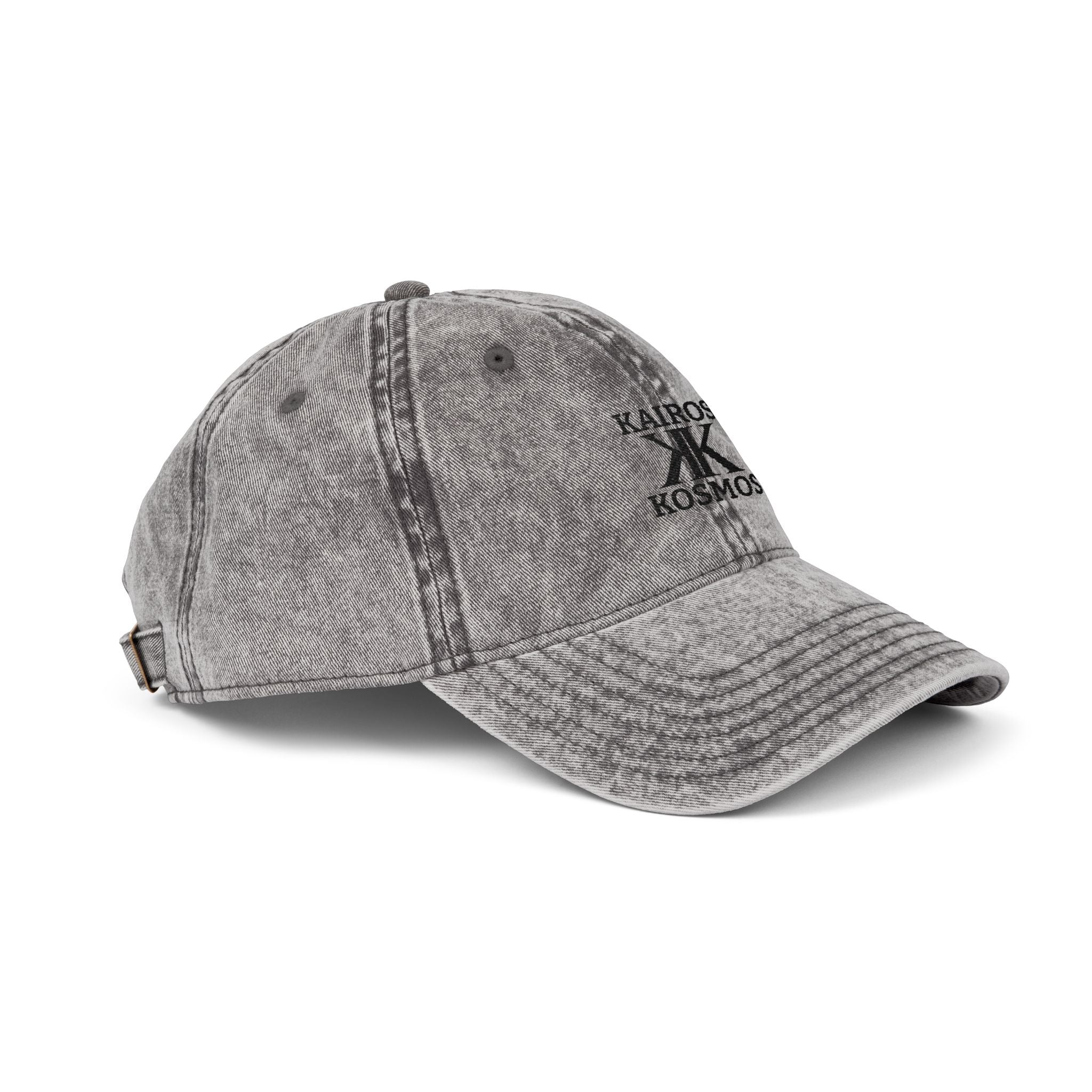 Vintage Embroidered Cap — Kairos Kosmos Logo Distressed Baseball Hat