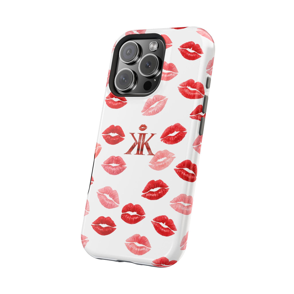 Psyche Collection White - Kiss Pattern Magnetic Impact Phone Case