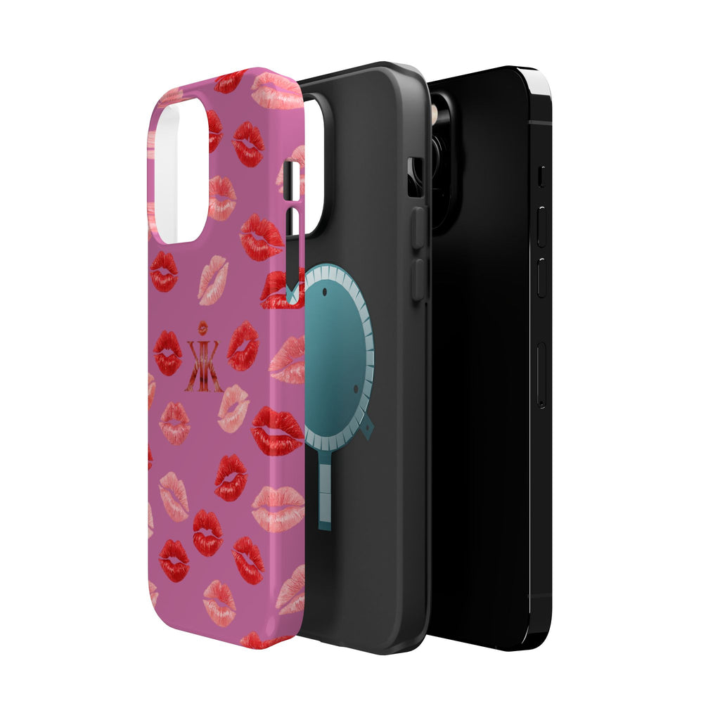 Psyche Collection Light Pink - Kiss Pattern Magnetic Impact Phone Case