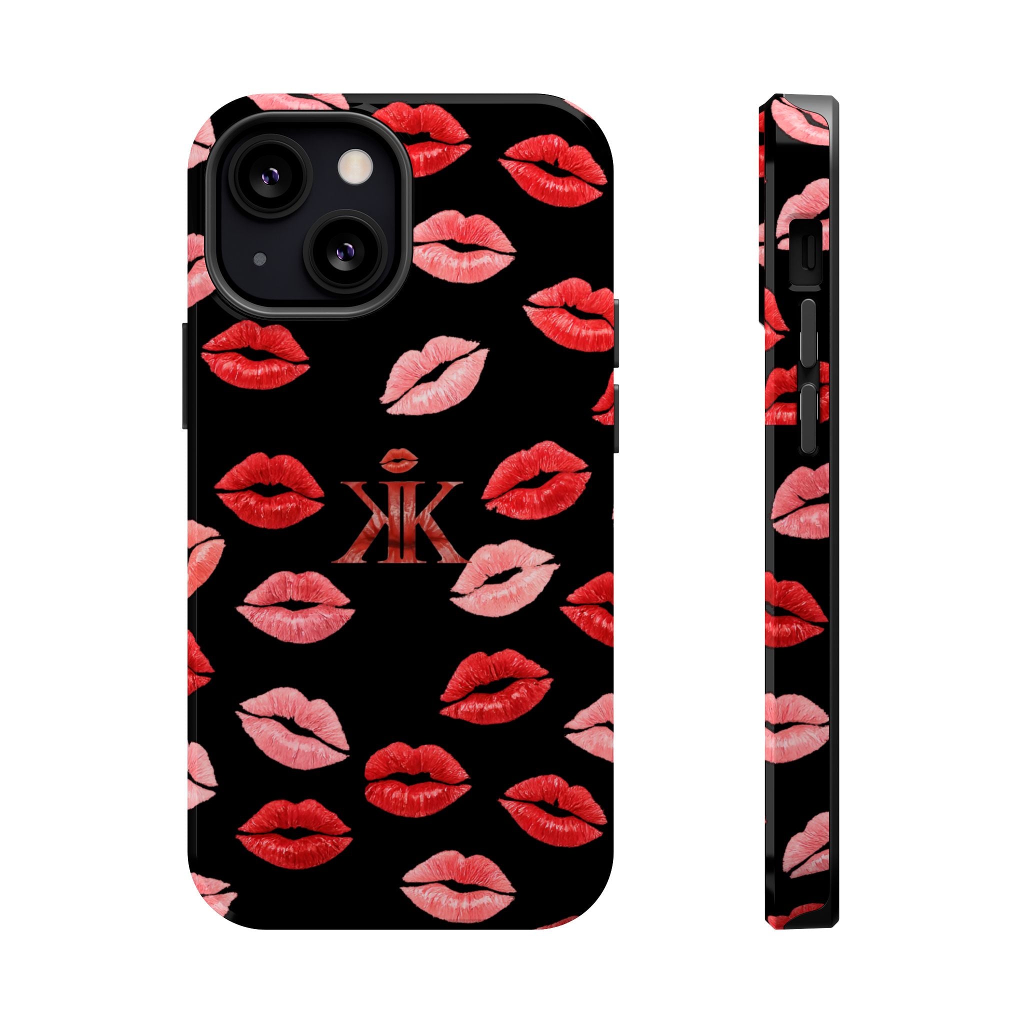 Psyche Collection BLACK - Kiss Pattern Magnetic Impact Phone Case