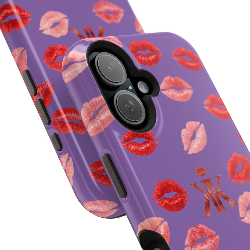 Psyche Collection Light Purple - Kiss Pattern Magnetic Impact Phone Case