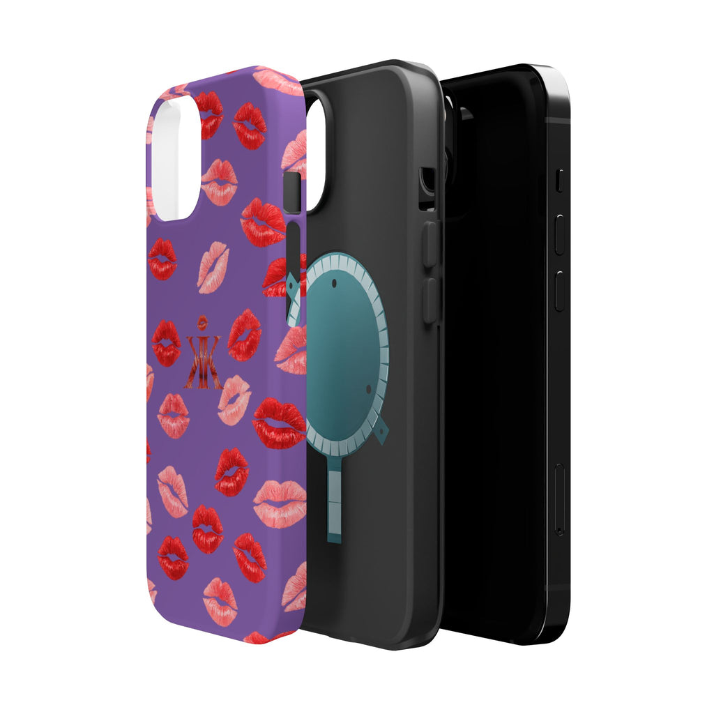 Psyche Collection Light Purple - Kiss Pattern Magnetic Impact Phone Case