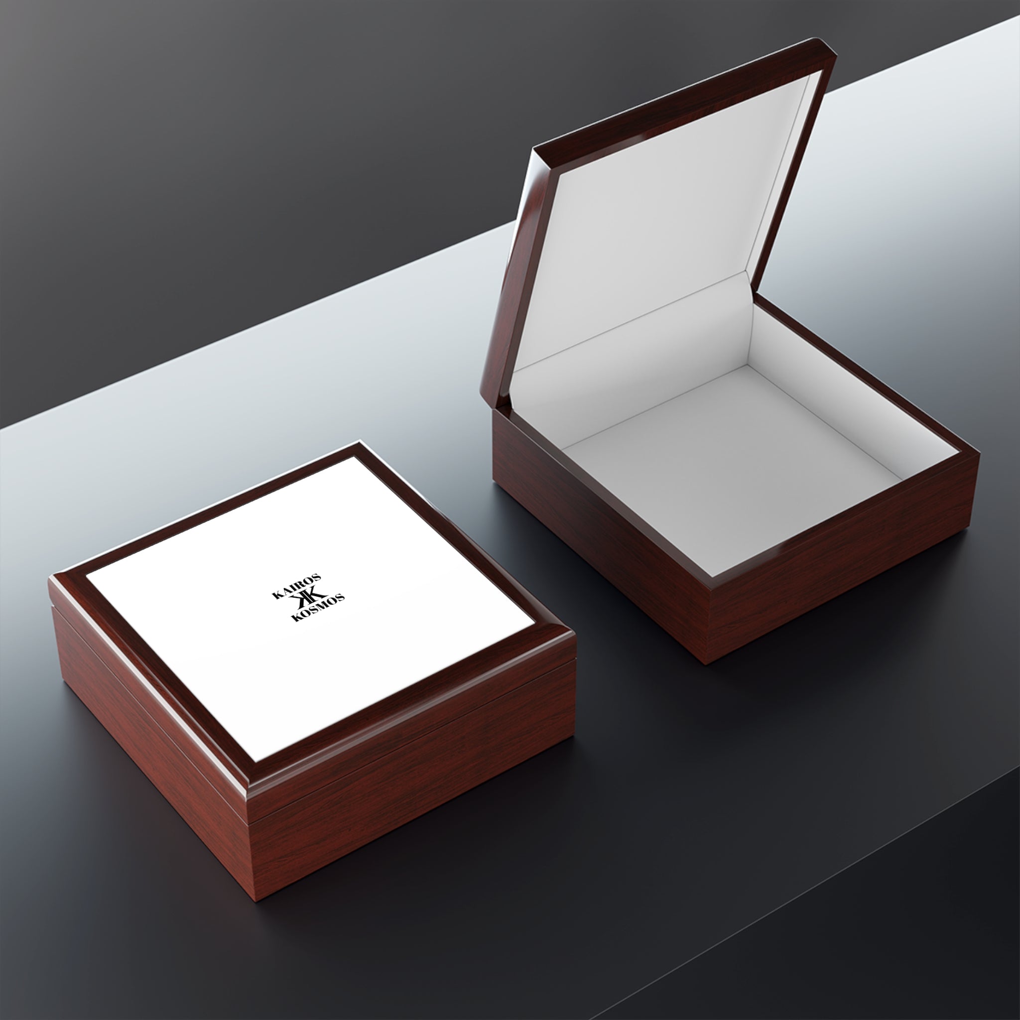 Jewelry Box with Minimalist 'KAIROS KOSMOS' Logo