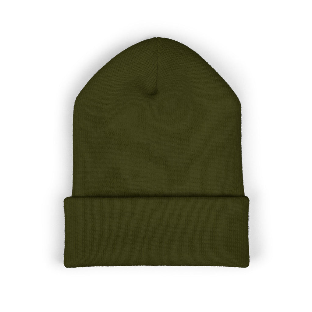 Kairos Kosmos Embroidered Cuffed Beanie — Minimal Logo Knit Hat
