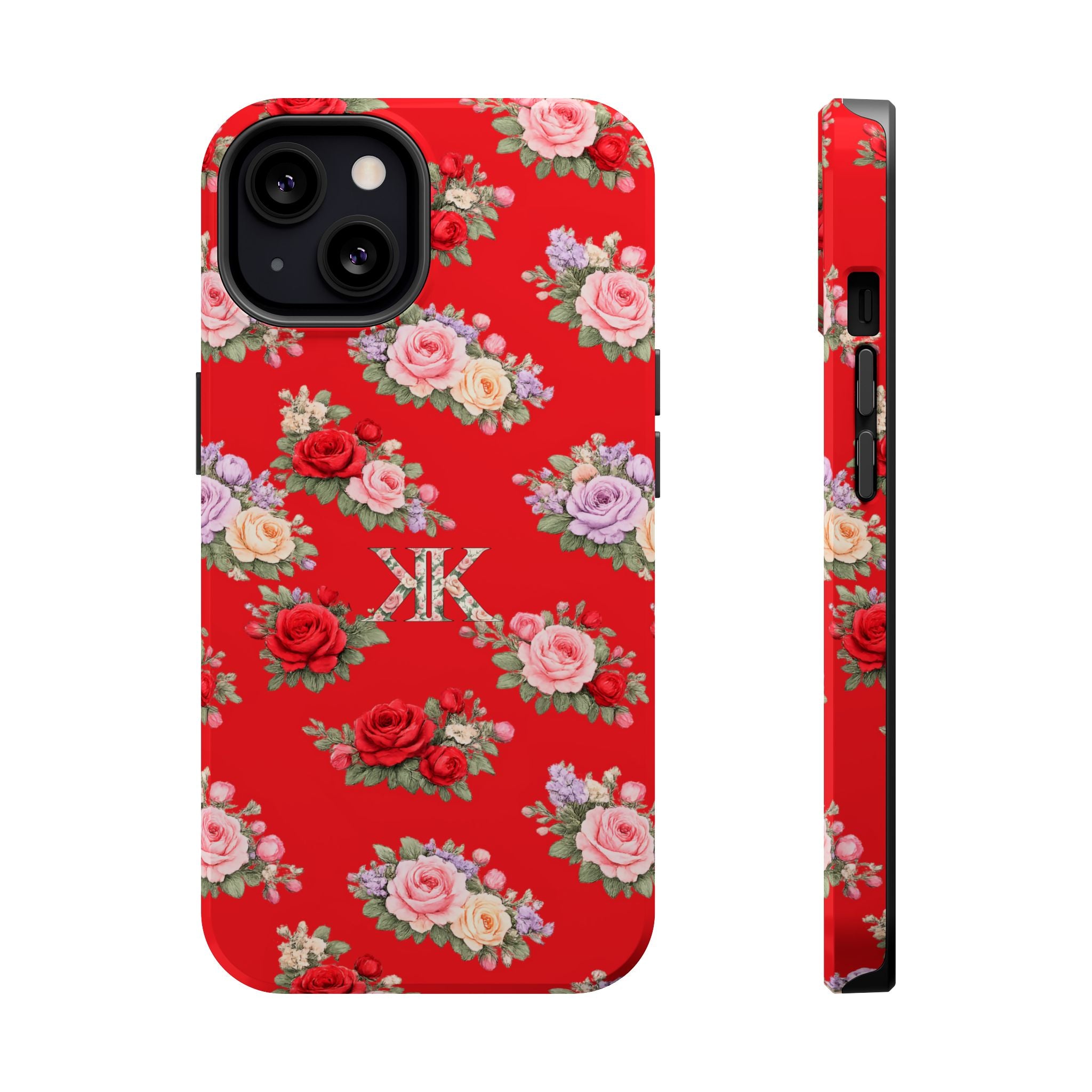 Anthos Collection RED Vintage Floral Rose Pattern Magnetic Impact-Resistant Phone Case