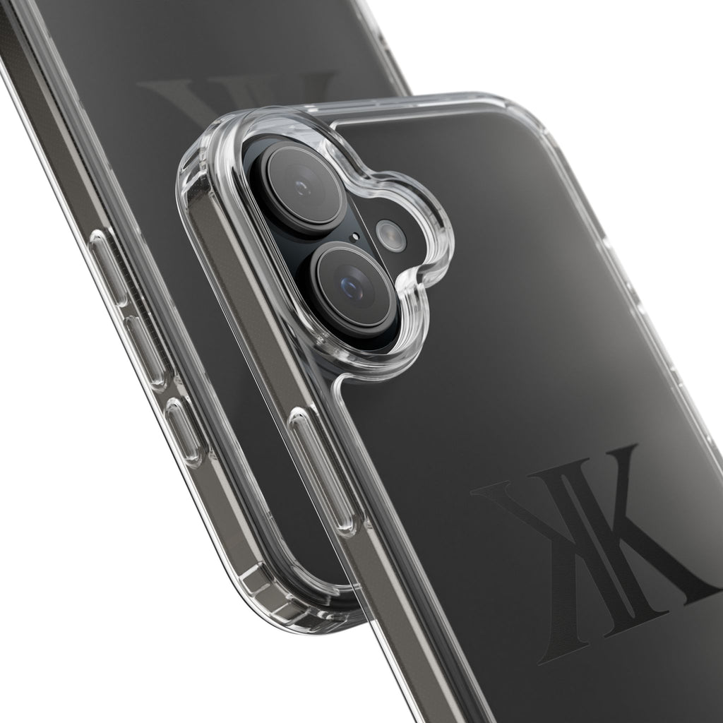 Kairos Kosmos Clear Phone Case — Minimal Black KK Monogram