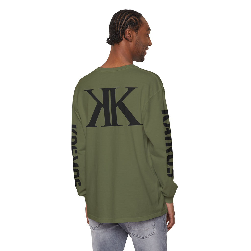 KOSMOS Monogram Uni-Sex Long Sleeve Tee — Bold Black Logo Sleeve Shirt