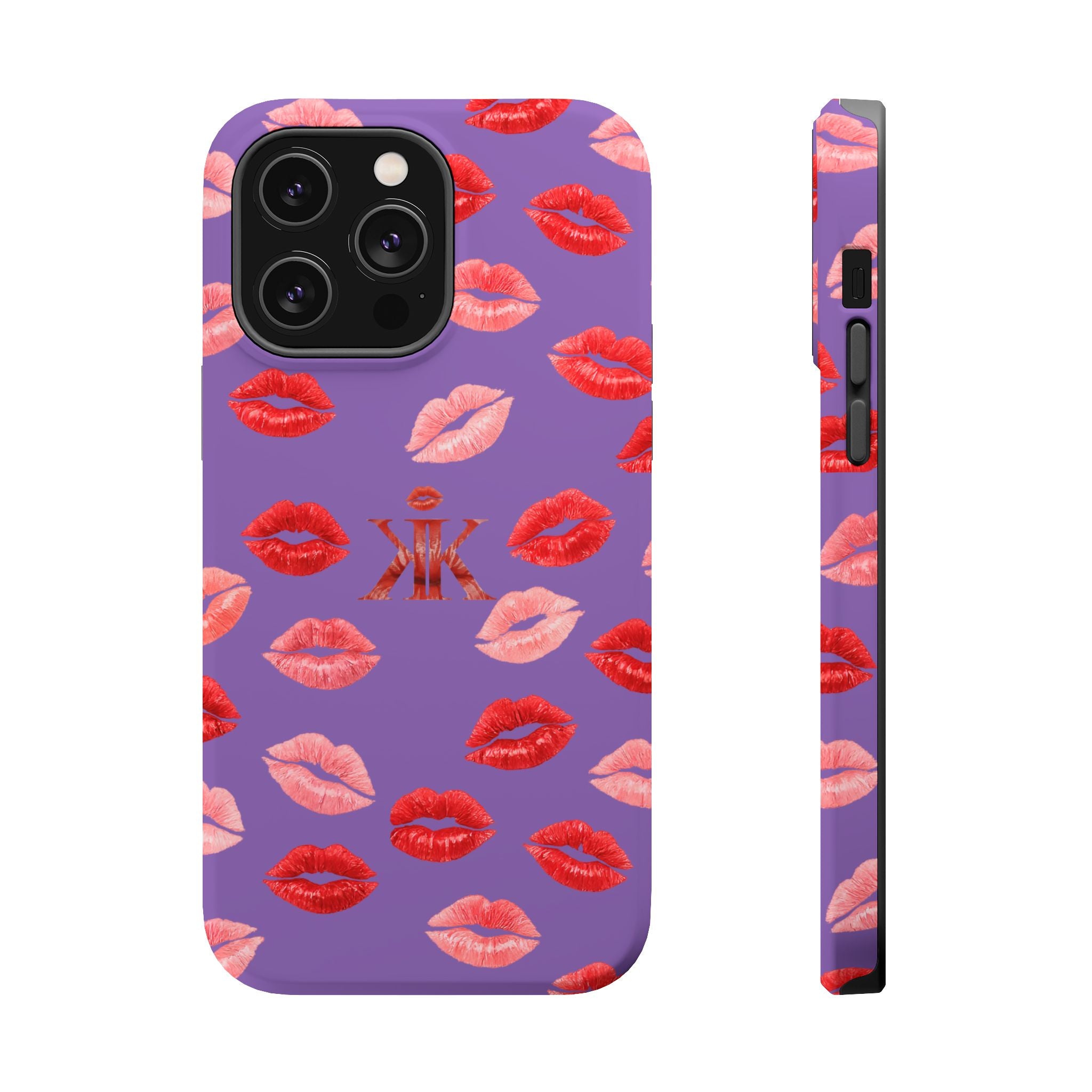 Psyche Collection Light Purple - Kiss Pattern Magnetic Impact Phone Case