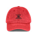 Vintage Embroidered Cap RED — Kairos Kosmos Logo Distressed Baseball Hat