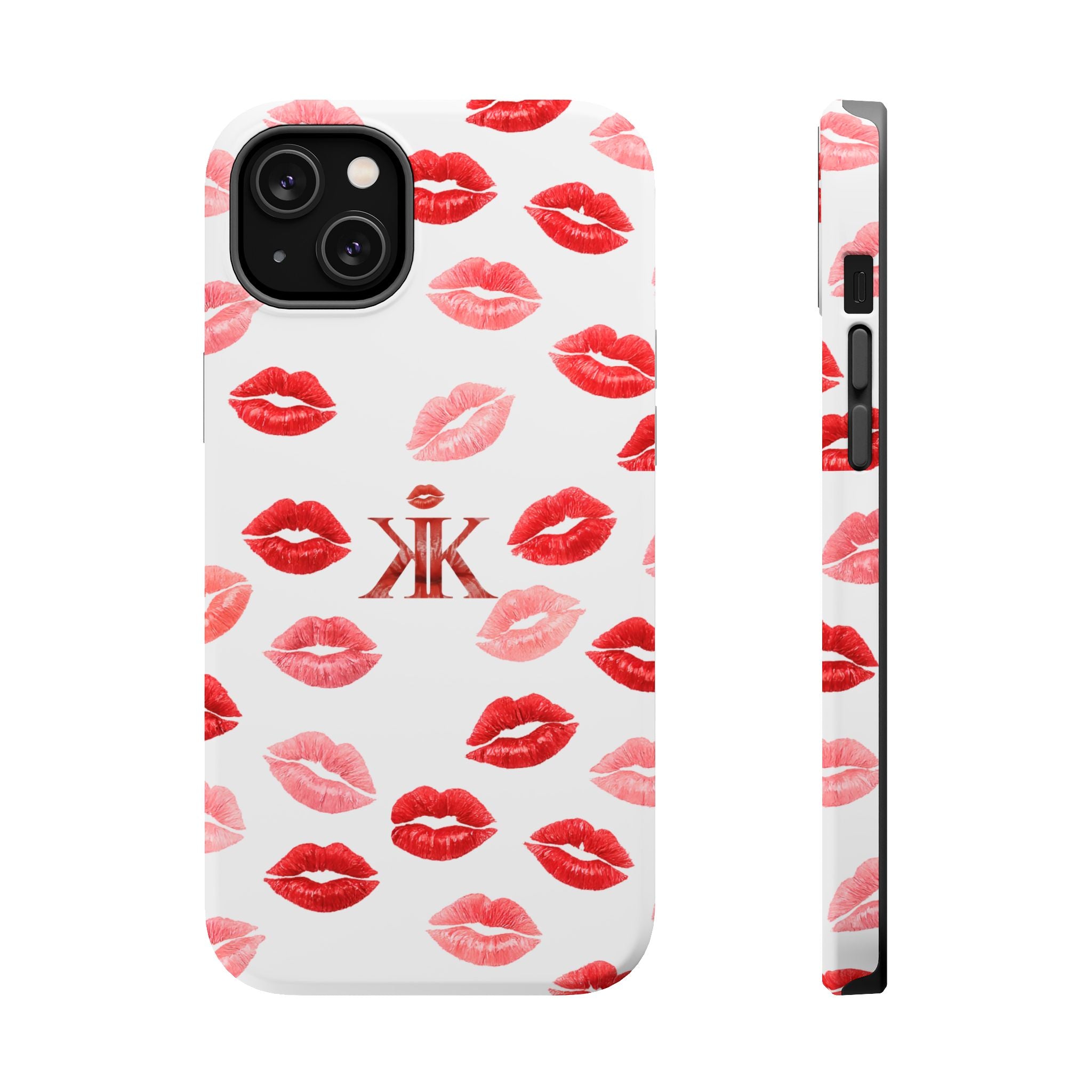 Psyche Collection White - Kiss Pattern Magnetic Impact Phone Case