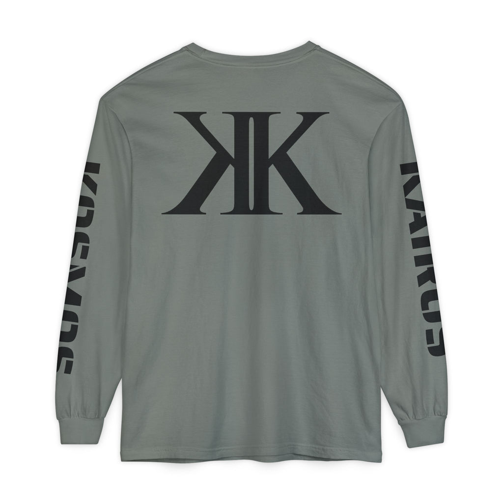 KOSMOS Monogram Uni-Sex Long Sleeve Tee — Bold Black Logo Sleeve Shirt