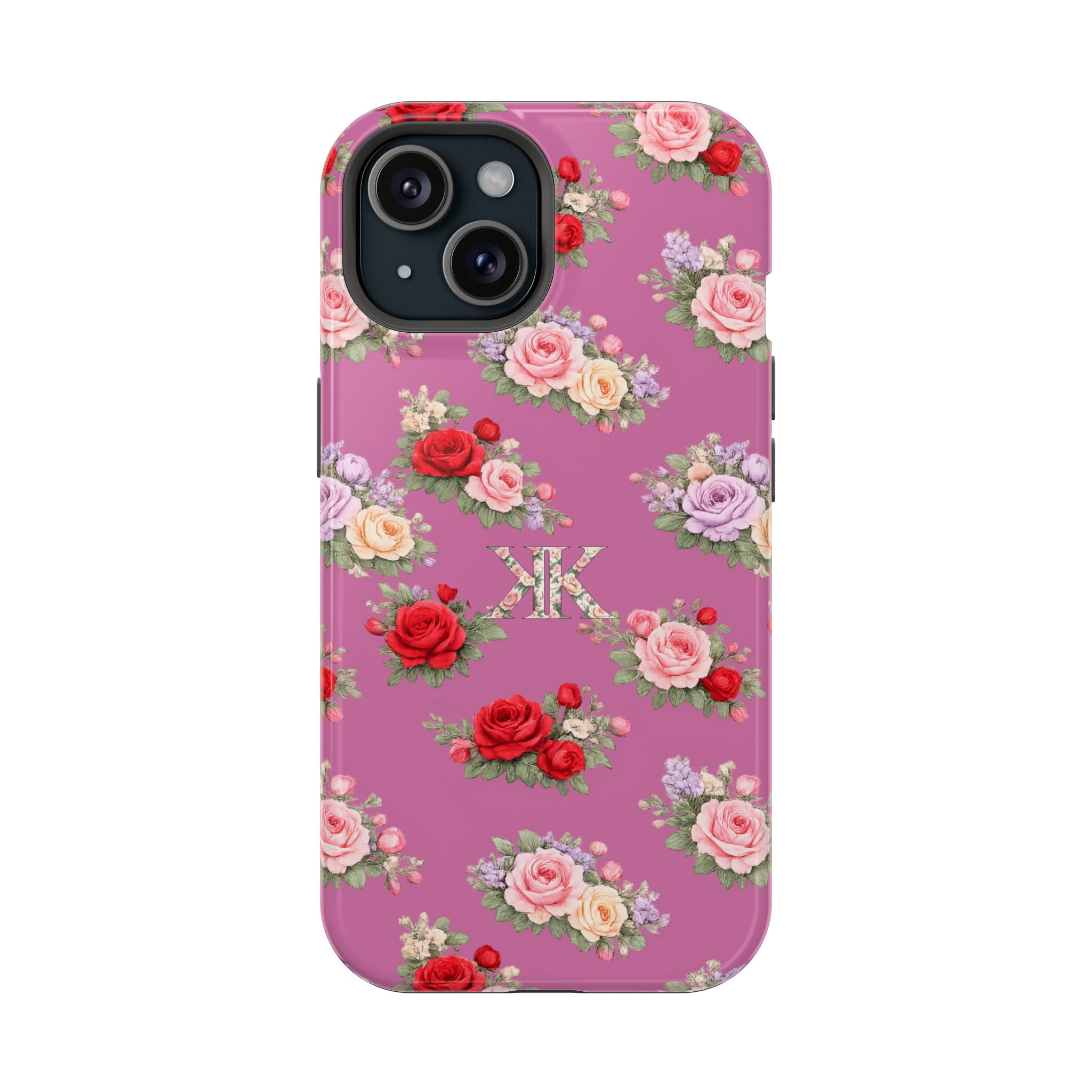 Anthos Collection Light Pink  Vintage Floral Rose Pattern Magnetic Impact-Resistant Phone Case