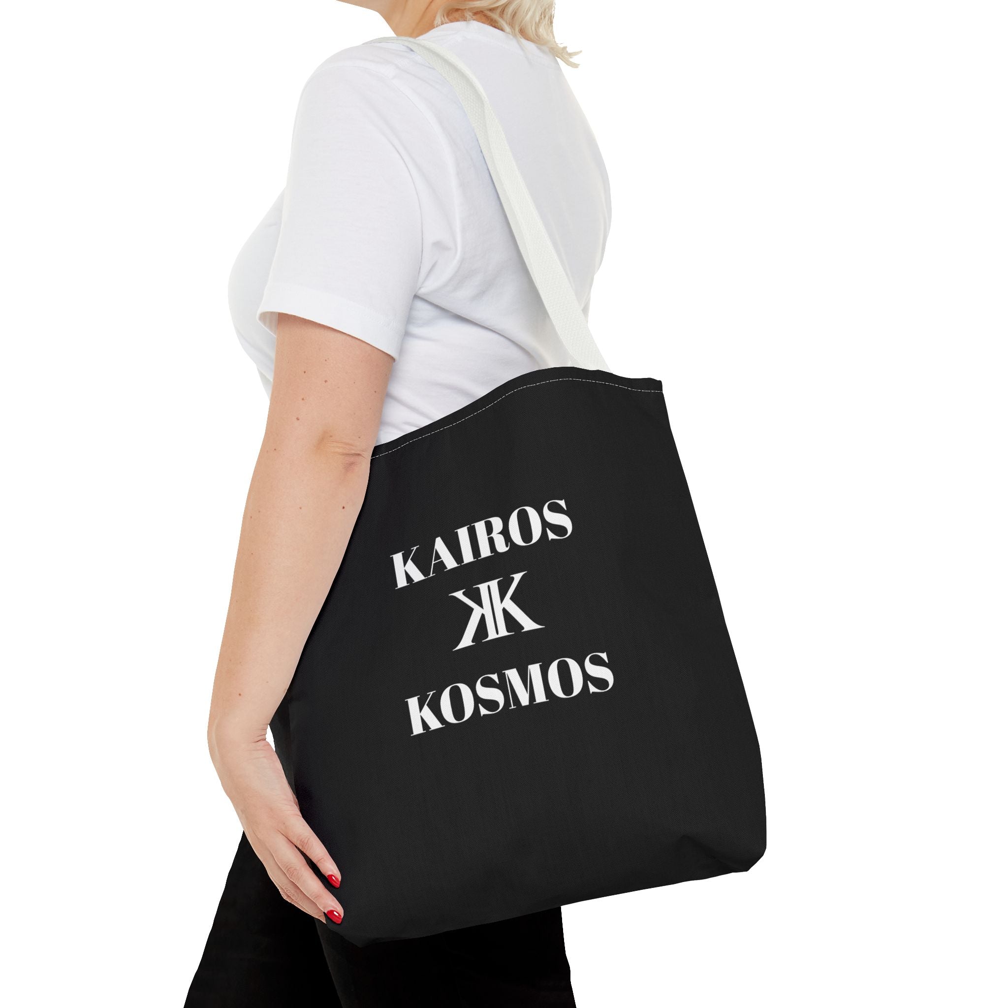 Kairos Kosmos BLACK Tote Bag – Minimalist Monogram Tote