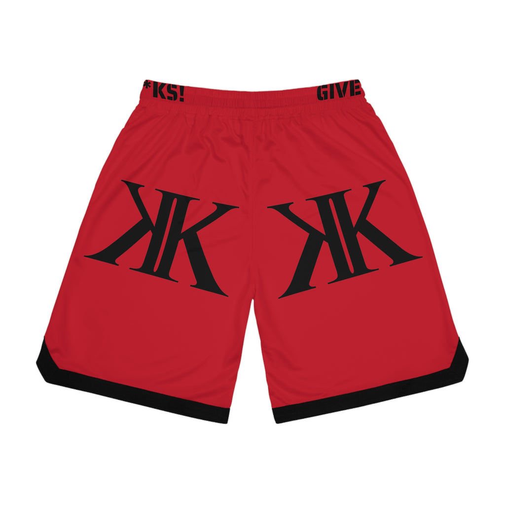 Kairos Kosmos Basketball Shorts RED- AOP 'KAIROS KOSMOS' Graphic Athletic Rib Shorts