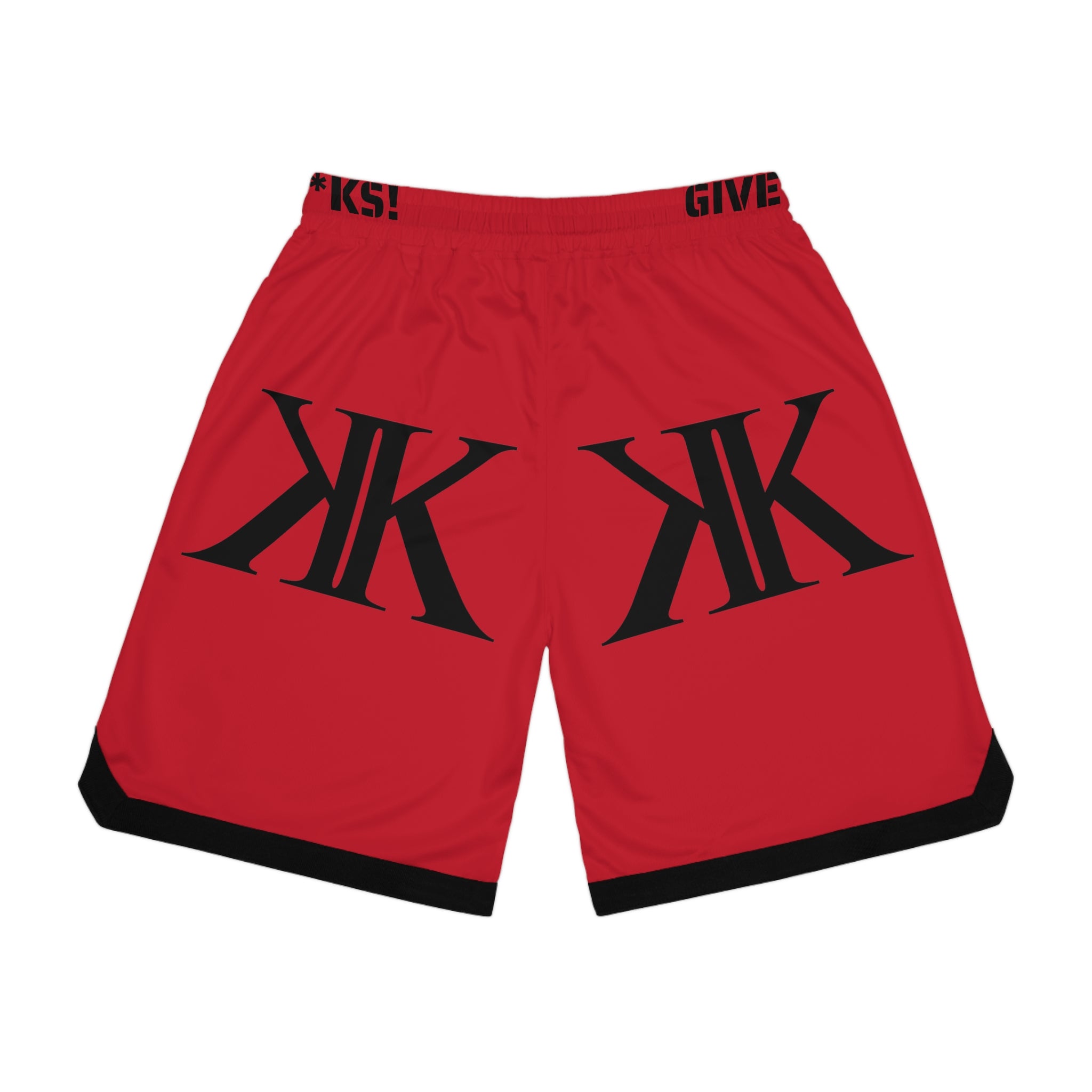 Kairos Kosmos Basketball Shorts RED- AOP 'KAIROS KOSMOS' Graphic Athletic Rib Shorts