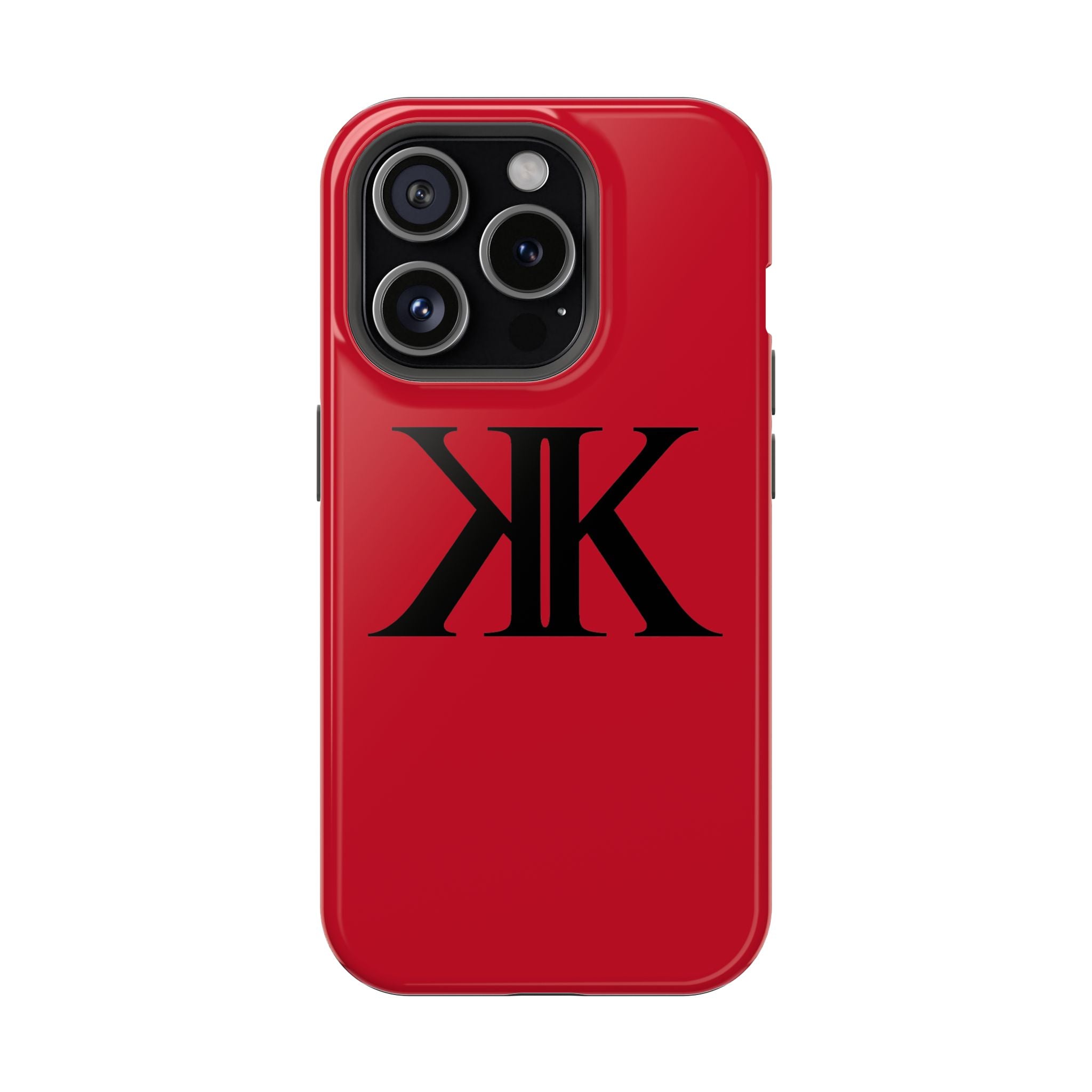 Magnetic Impact-Resistant RED Case with Bold KK Monogram