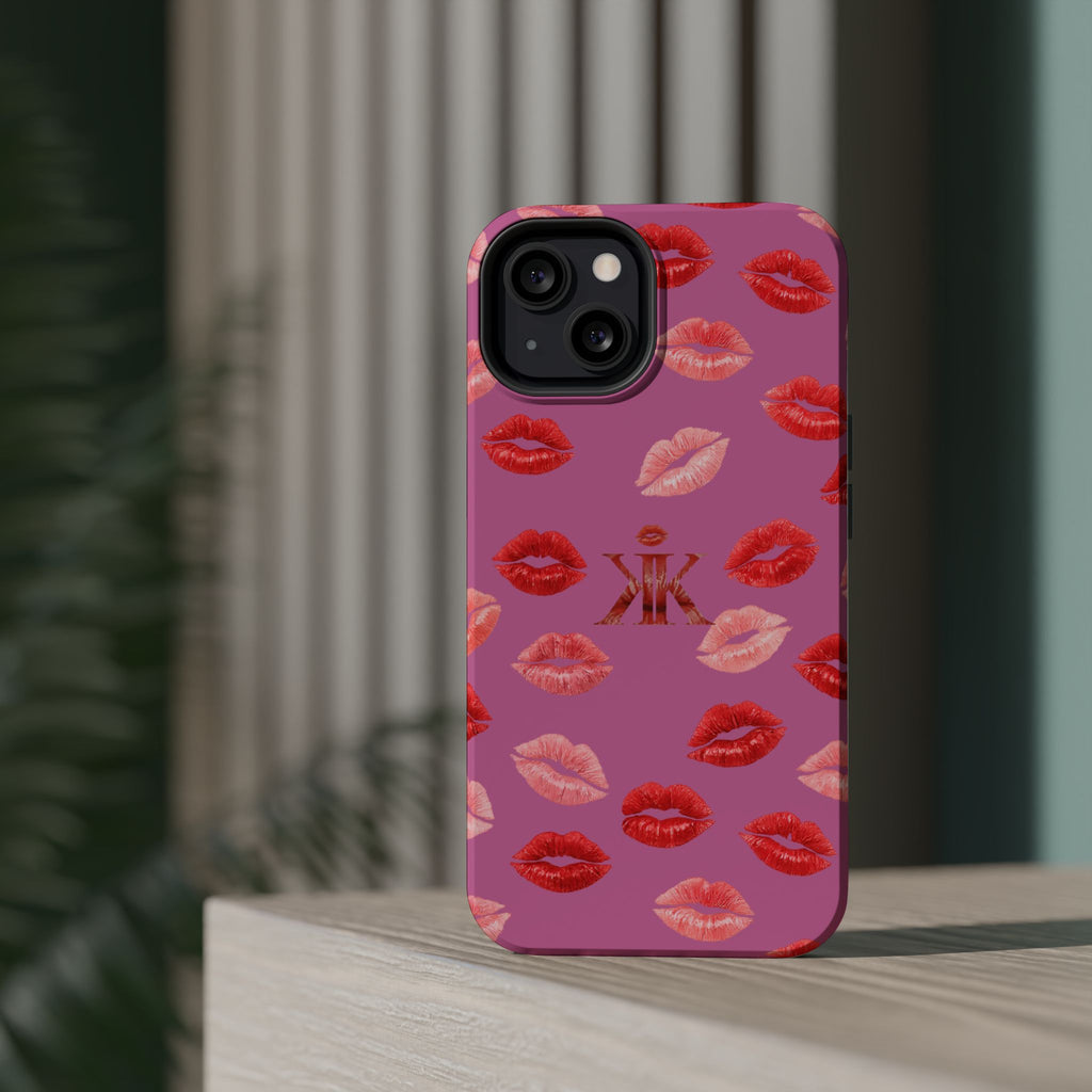 Psyche Collection Light Pink - Kiss Pattern Magnetic Impact Phone Case