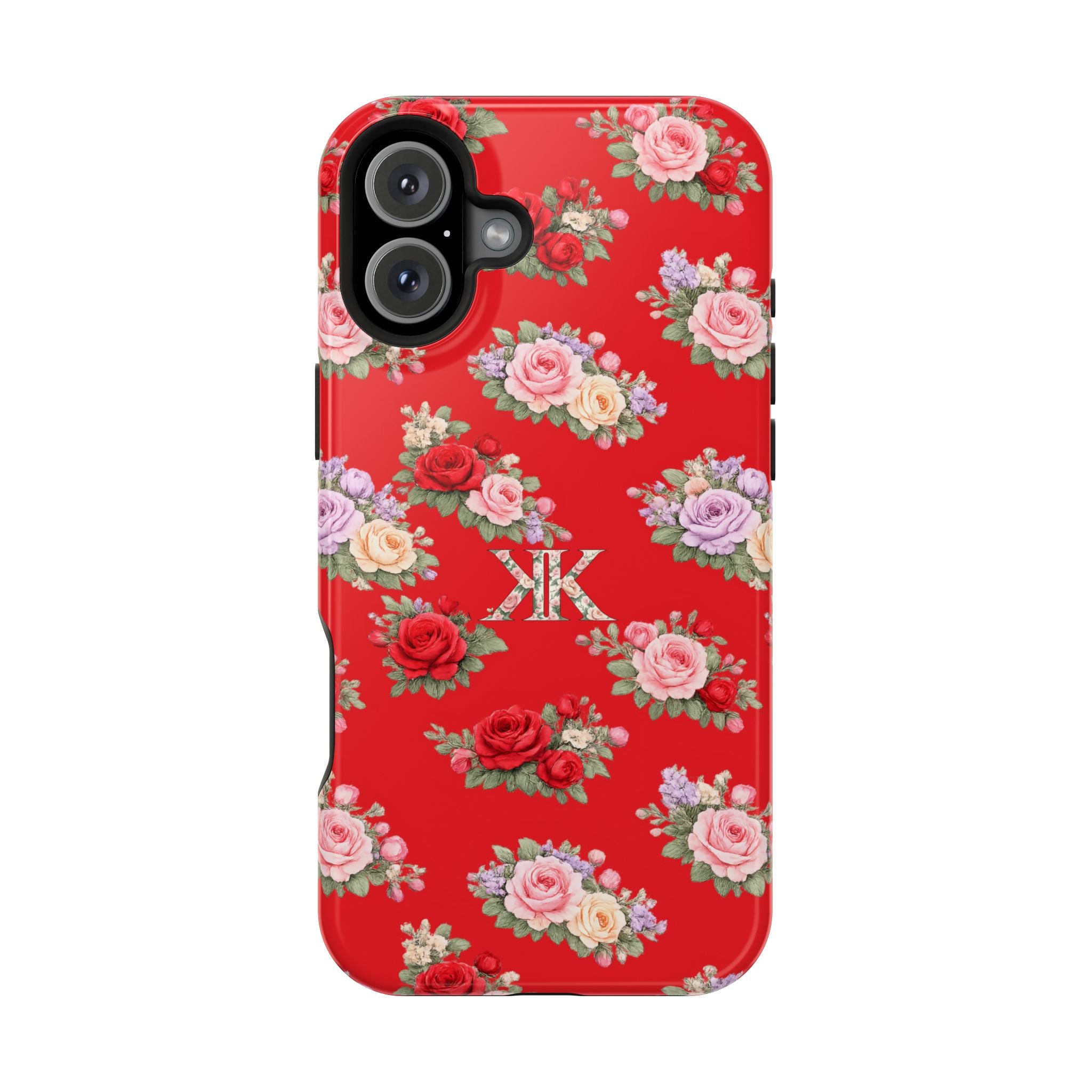 Anthos Collection RED Vintage Floral Rose Pattern Magnetic Impact-Resistant Phone Case