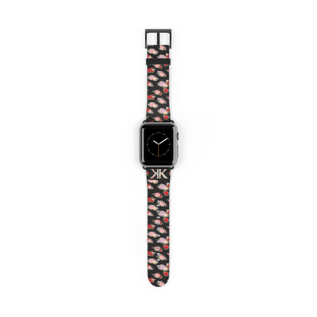 Anthos Collection BLACK Floral Vintage Watch Band — Apple Watch Strap