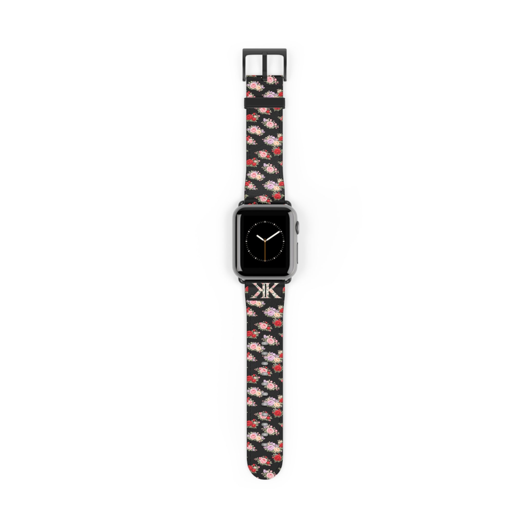 Anthos Collection BLACK Floral Vintage Watch Band — Apple Watch Strap