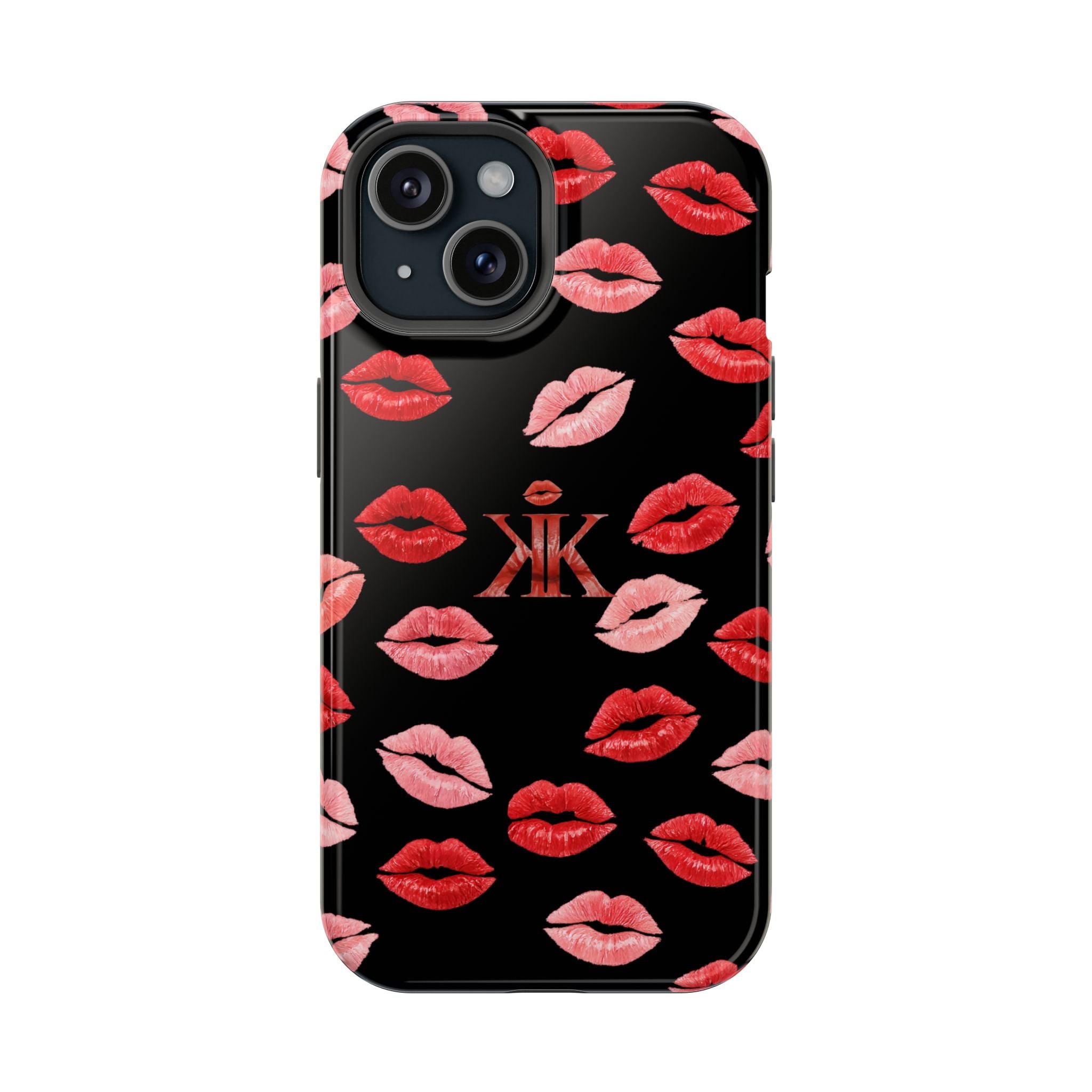 Psyche Collection BLACK - Kiss Pattern Magnetic Impact Phone Case