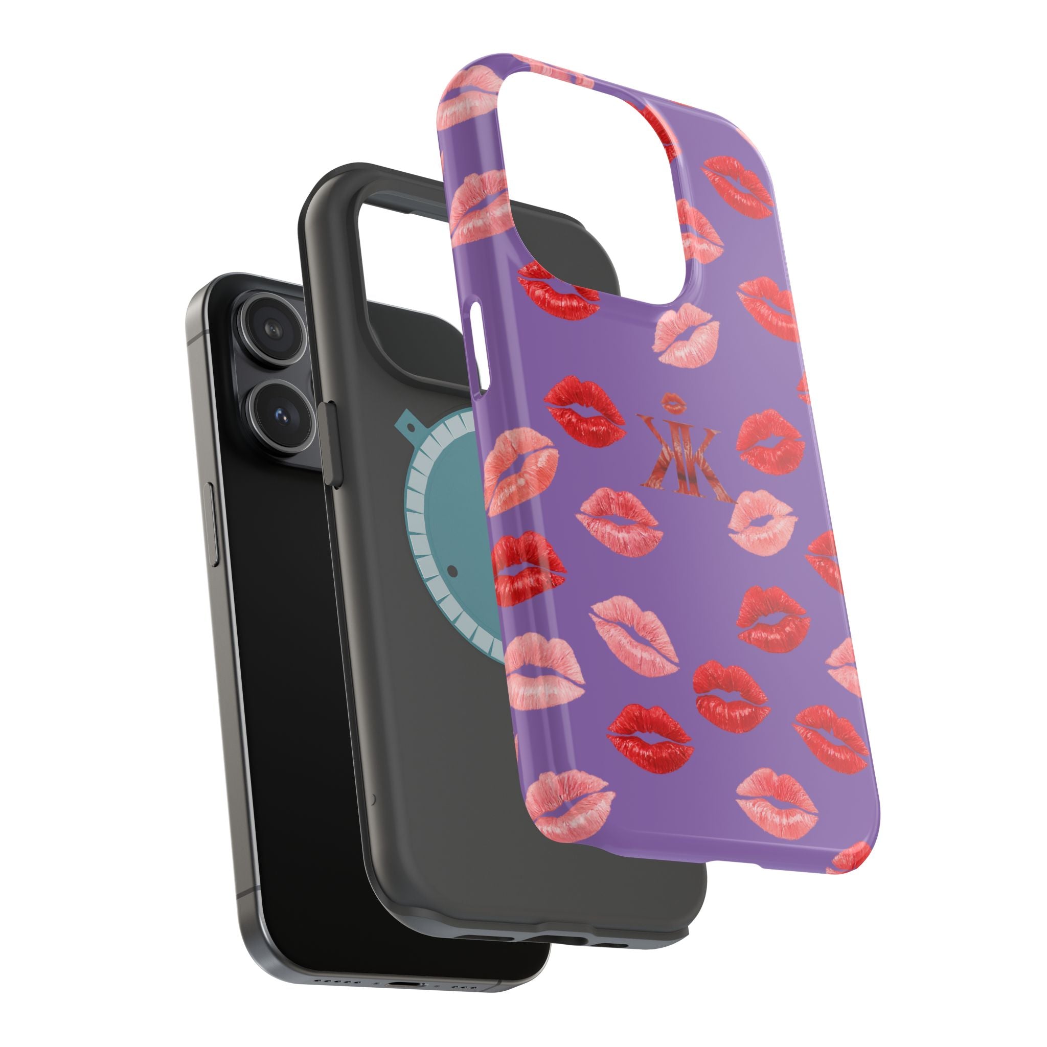Psyche Collection Light Purple - Kiss Pattern Magnetic Impact Phone Case