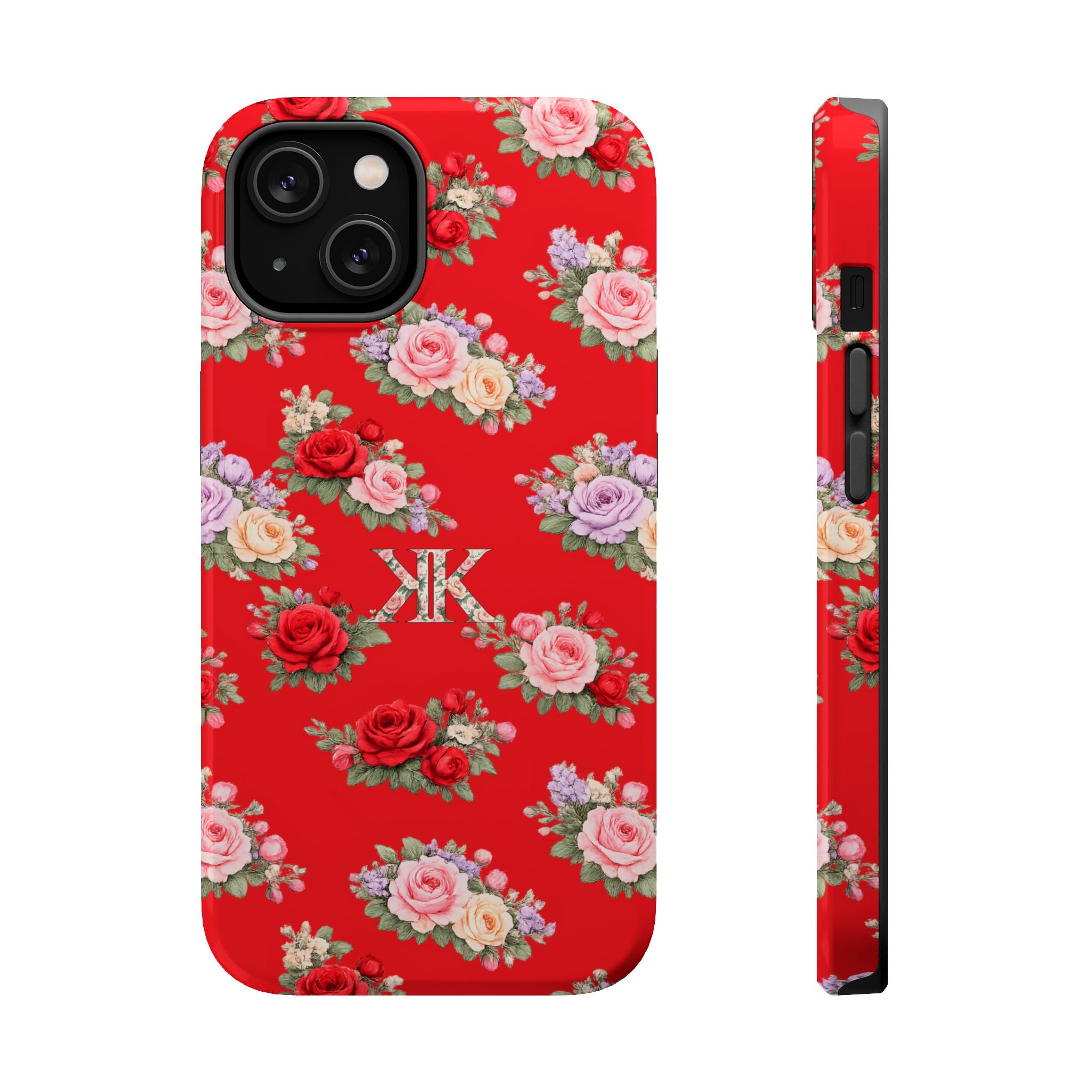 Anthos Collection RED Vintage Floral Rose Pattern Magnetic Impact-Resistant Phone Case