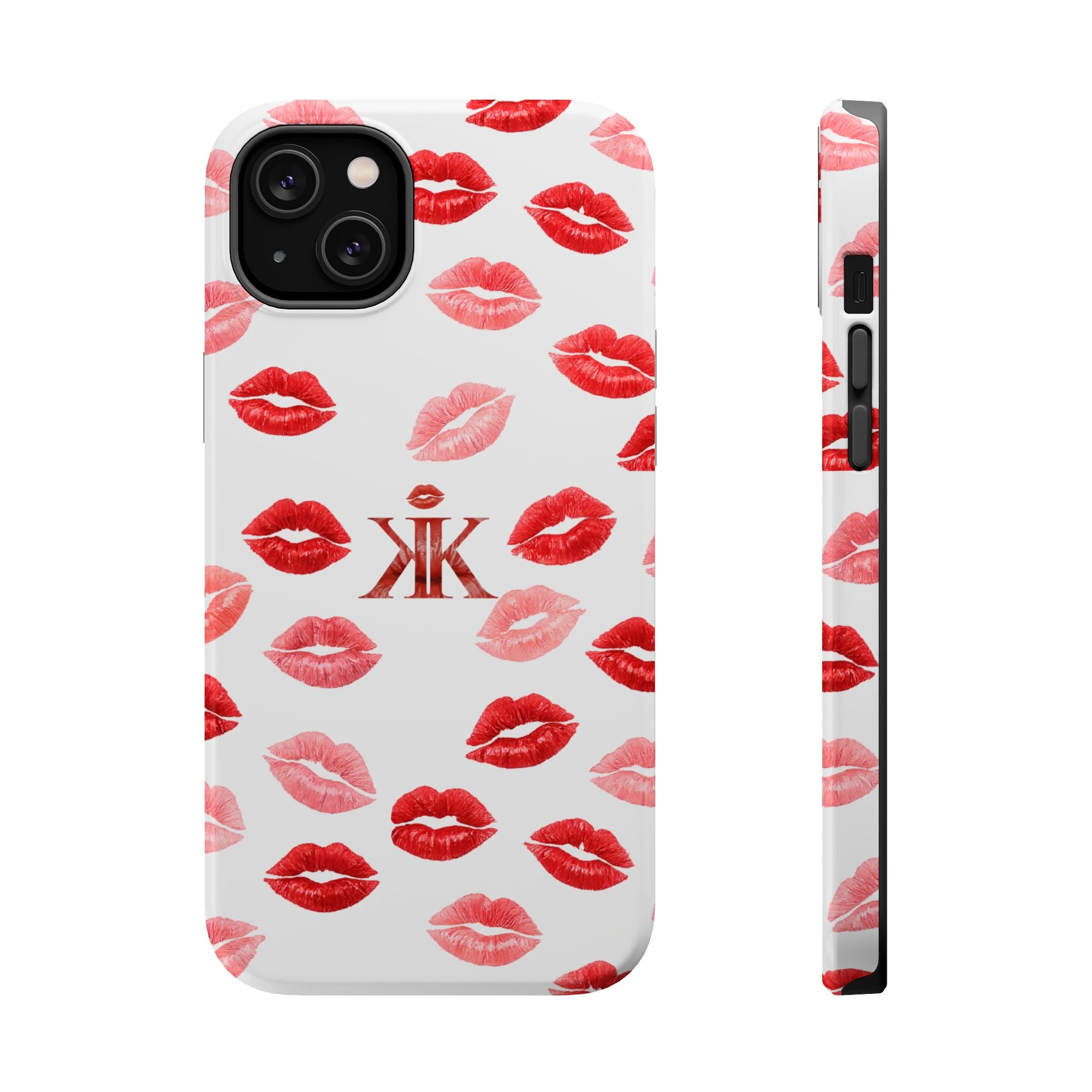 Psyche Collection White - Kiss Pattern Magnetic Impact Phone Case
